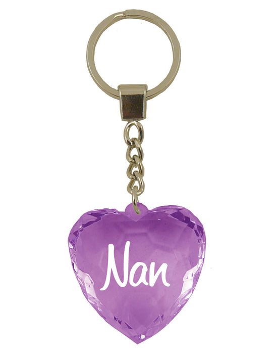 Diamond Cut Heart Keyrings - 30 designs - Family and Friends