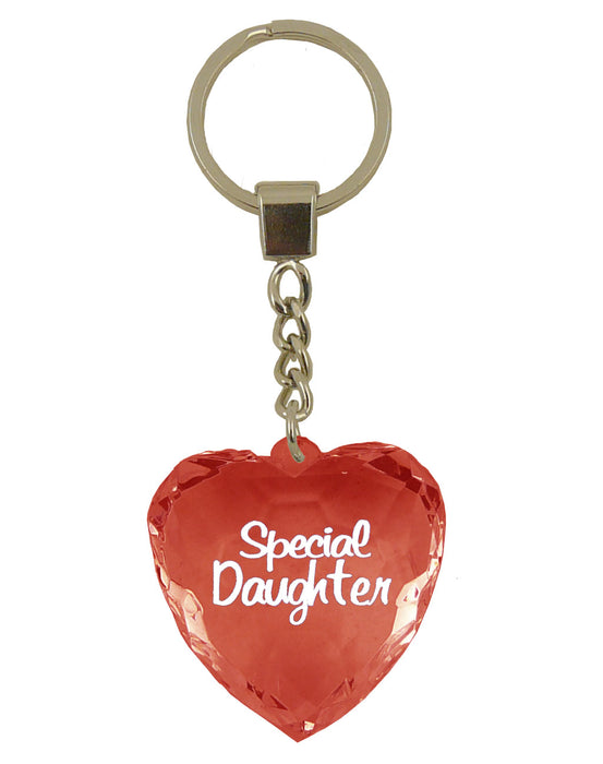 Diamond Cut Heart Keyrings - 30 designs - Family and Friends