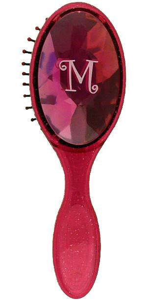 BJH064 Girls Bejewelled Hairbrush - Letter M