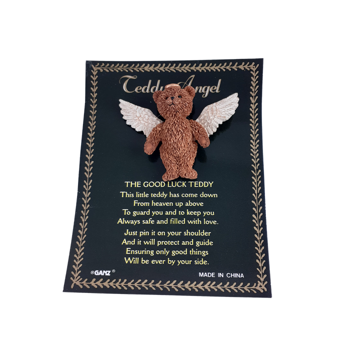 Teddy Bear Angel Brooch with Poem