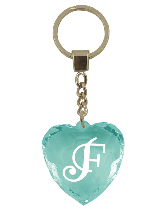 Diamond Heart Keyrings - Names and Letters A-F