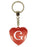 Initial Letter G Diamond Heart Keyring - Red