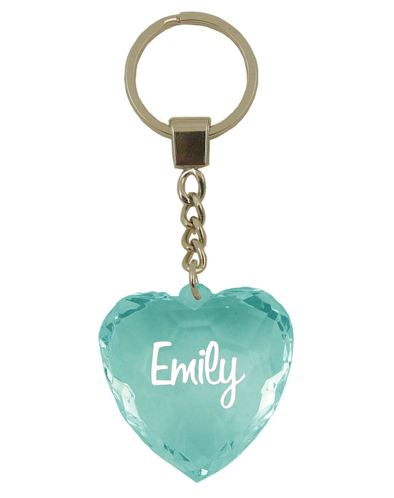 Diamond Heart Keyrings - Names and Letters A-F