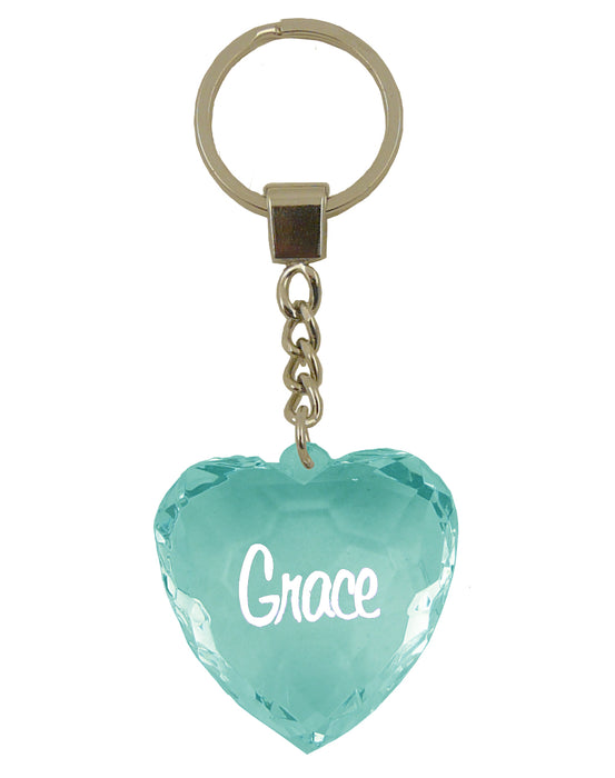 Diamond Heart Keyrings - Names and Letters G-L