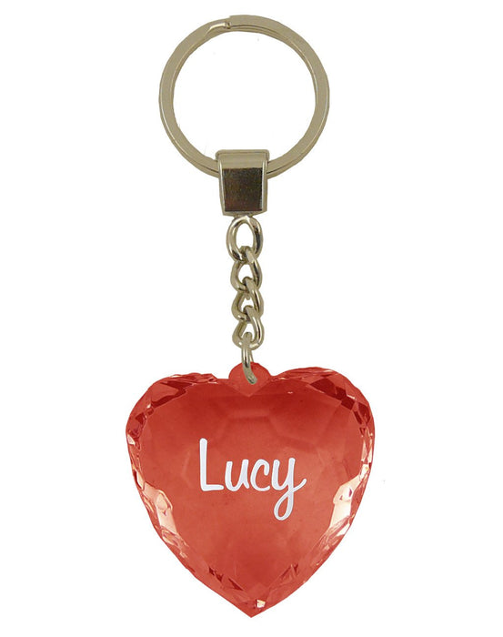Lucy Diamond Heart Keyring - Red