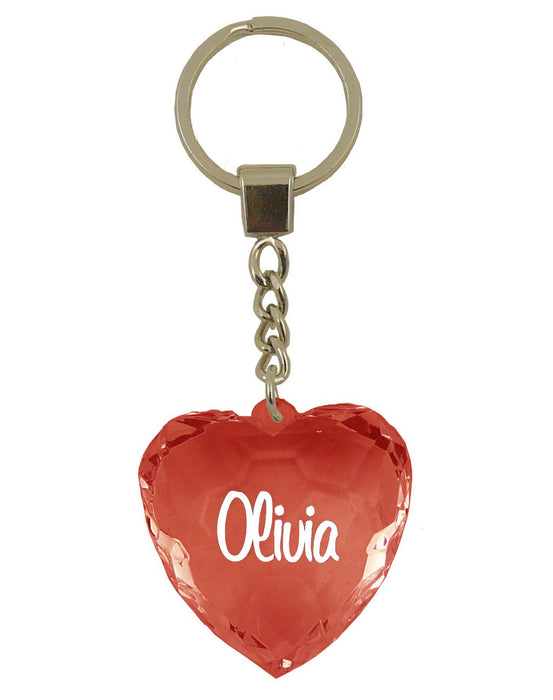 Olivia Diamond Heart Keyring - Red