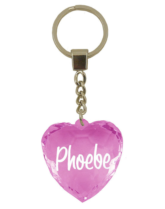 Phoebe Diamond Heart Keyring - Pink