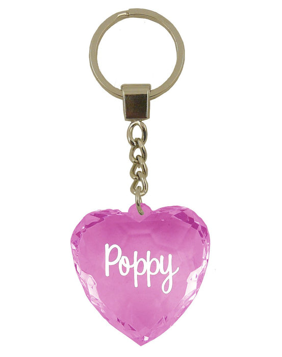 Poppy Diamond Heart Keyring - Pink