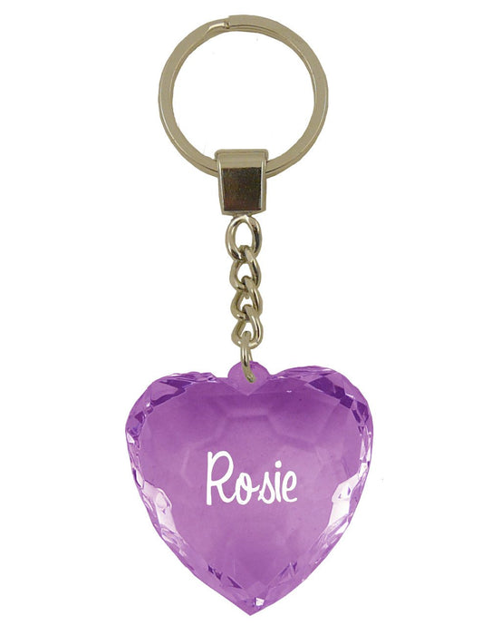 Rosie Diamond Heart Keyring - Purple
