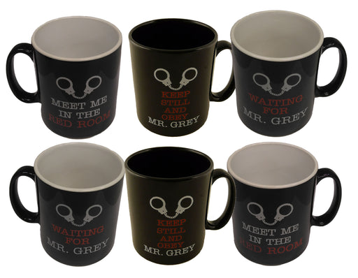 Set of 6 Mr Grey Black Mugs