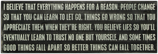Primitives Box Sign - Everything Happens For A Reason