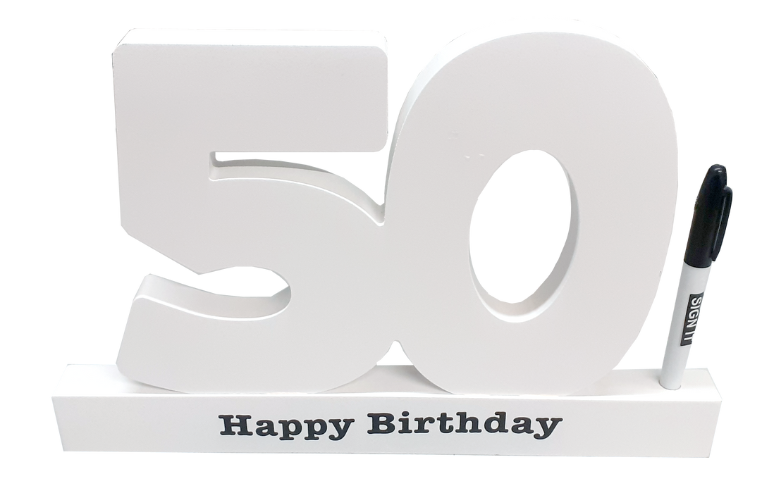 Birthday Signature Number with Pen - ages 16 18 21 30 40 50 60 70 80