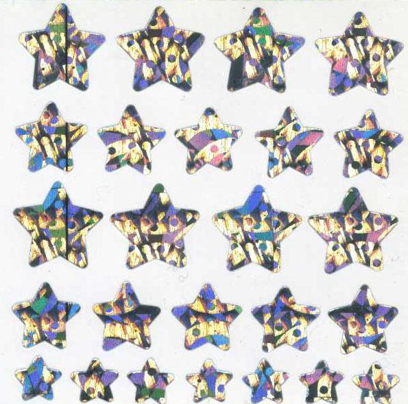 Pack of Sparkly Prismatic Stickers - 25 Stars