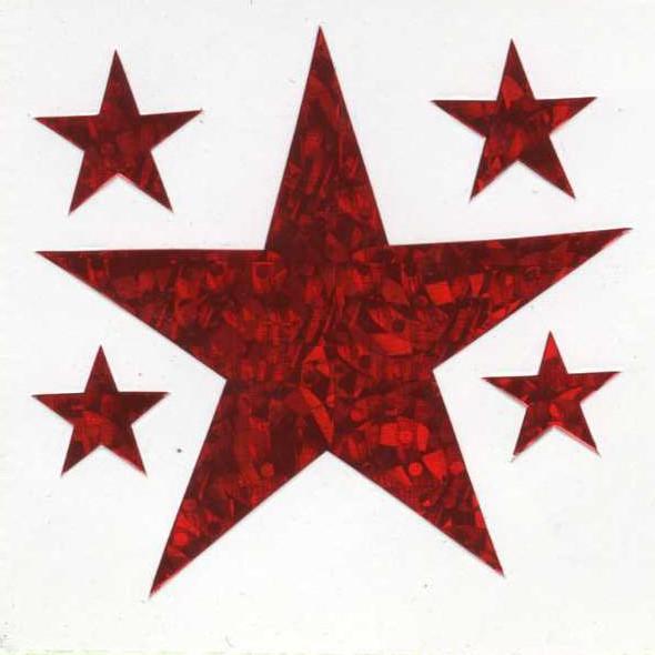 Pack of Sparkly Prismatic Stickers - 5 Stars