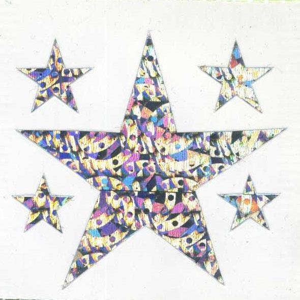 Pack of Sparkly Prismatic Stickers - 5 Stars