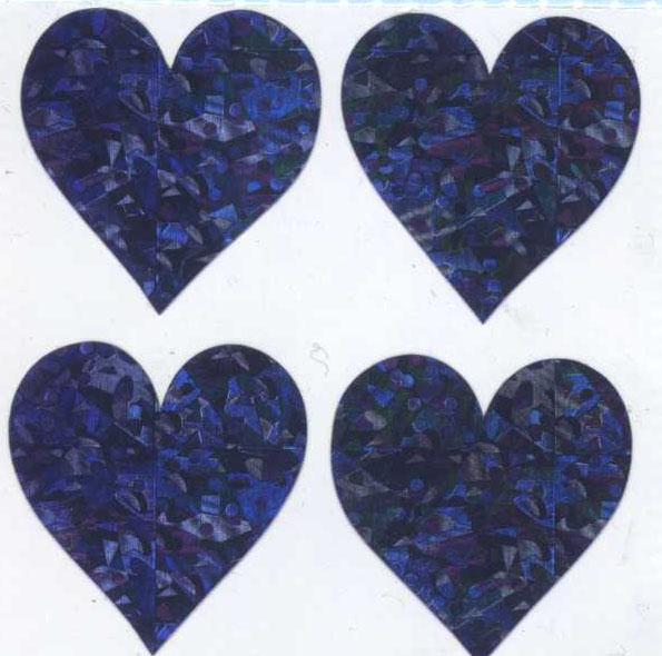Pack of Sparkly Prismatic Stickers - 4 Hearts