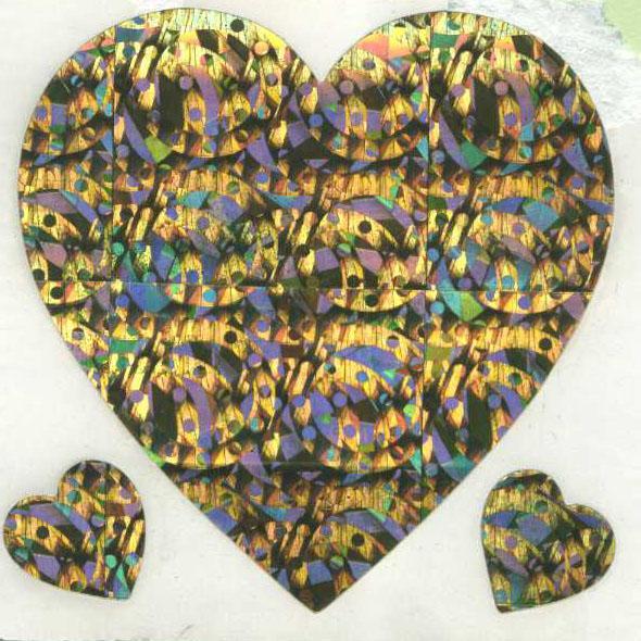 Pack of Sparkly Prismatic Stickers - 3 Hearts