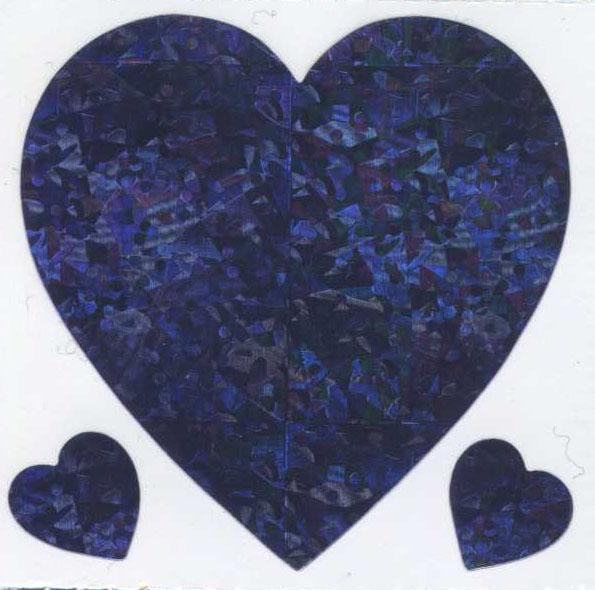 Pack of Sparkly Prismatic Stickers - 3 Hearts