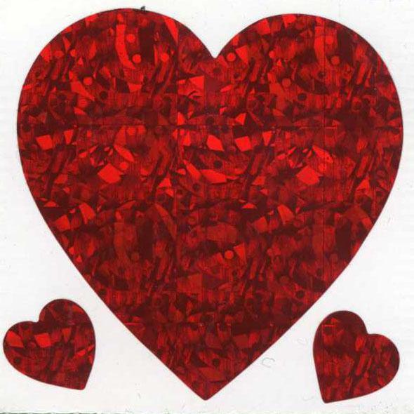 Pack of Sparkly Prismatic Stickers - 3 Hearts