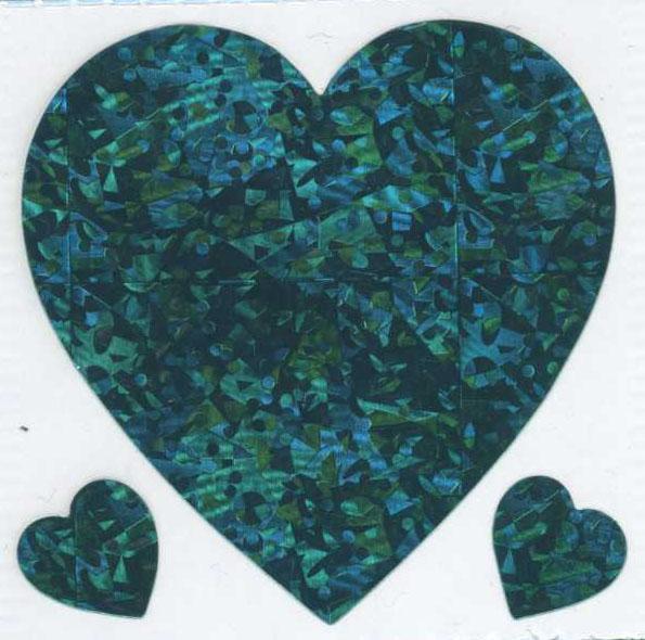 Pack of Sparkly Prismatic Stickers - 3 Hearts