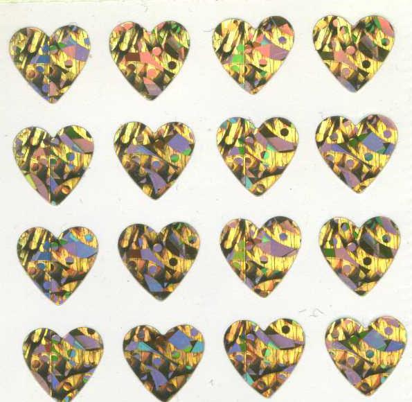 Pack of Sparkly Prismatic Stickers - 16 Hearts