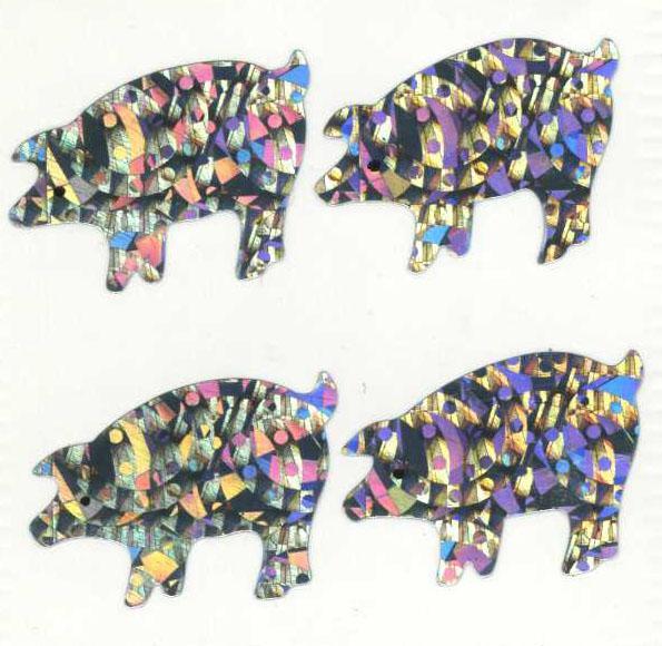 Pack of Sparkly Prismatic Stickers - 4 Pigs