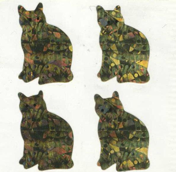 Pack of Sparkly Prismatic Stickers - 4 Cats