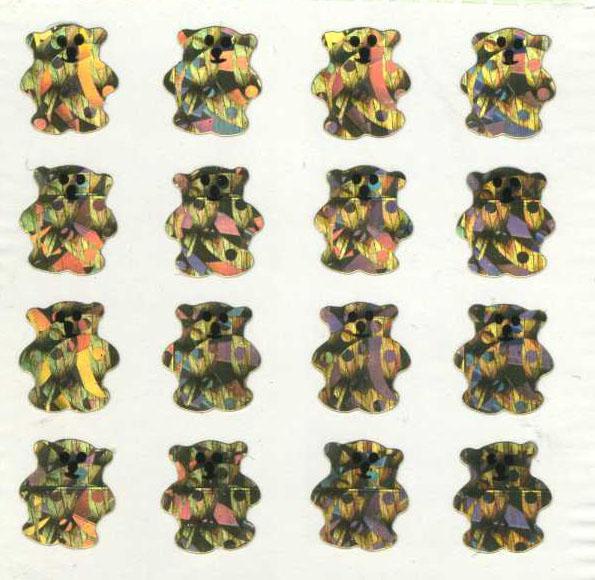 Pack of Sparkly Prismatic Stickers - 16 Teddy Bears