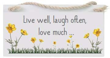 Buttercup Hanging Sign - Live Well