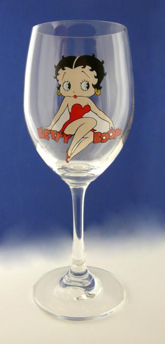 BP2112 Betty Boop Wine Glass - Betty Sitting On Name