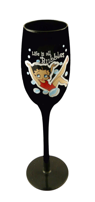 BP2150 Betty Boop Black Flute Wine Glass - Bubbles