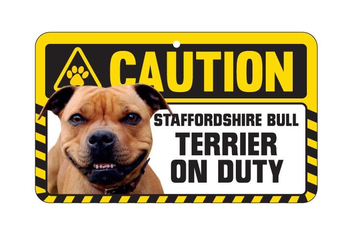 Staffordshire Bull Terrier Brown Caution