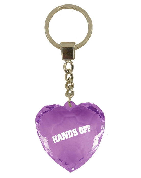Hands Off Diamond Heart Keyring - Purple