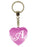 Initial Letter A Diamond Heart Keyring - Pink