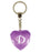 Initial Letter D Diamond Heart Keyring - Purple
