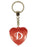 Initial Letter D Diamond Heart Keyring - Red