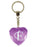 Initial Letter E Diamond Heart Keyring - Purple