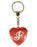 Initial Letter F Diamond Heart Keyring - Red