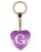Initial Letter G Diamond Heart Keyring - Purple