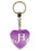 Initial Letter H Diamond Heart Keyring - Purple