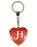 Initial Letter H Diamond Heart Keyring - Red