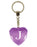 Initial Letter J Diamond Heart Keyring - Purple