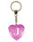 Initial Letter J Diamond Heart Keyring - Pink