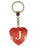 Initial Letter J Diamond Heart Keyring - Red