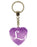 Initial Letter L Diamond Heart Keyring - Purple
