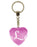 Initial Letter L Diamond Heart Keyring - Pink