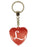 Initial Letter L Diamond Heart Keyring - Red