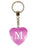 Initial Letter M Diamond Heart Keyring - Pink
