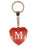 Initial Letter M Diamond Heart Keyring - Red