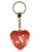 Initial Letter N Diamond Heart Keyring - Red
